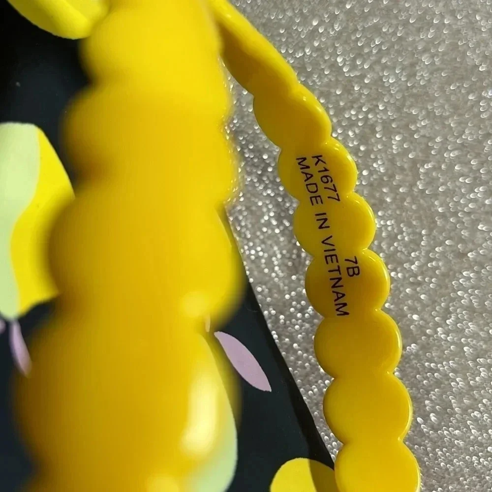 Kate Spade Malter Lemons Wedge Thongs Pink & Yellow Size 7 NWOT